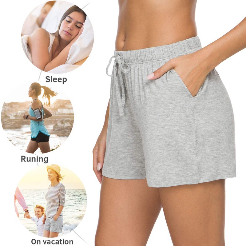 Orrpally Pajama Shorts Womens Lounge Short Sleep Shorts Pajama Bottoms 2-Pack Black Grey M - Image 3